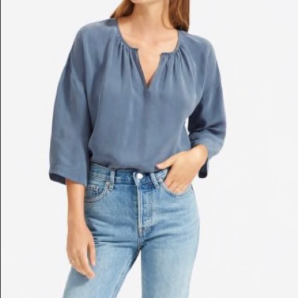 Everlane The Shirred Cupro Blouse